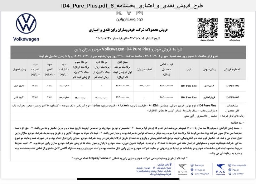 شرایط فروش 3 محصول خودروسازان راین